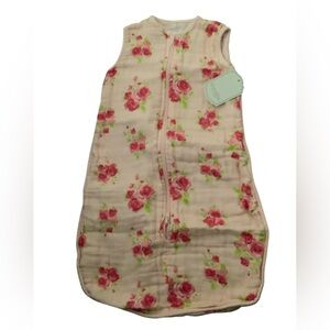 BABY SLEEPING SACK 0-3 MONTHS GIRLS PINK ROSES 100% COTTON KYLE & DEENA